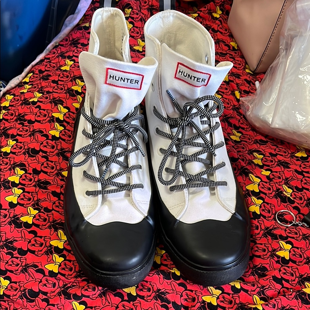 Hunter Black and White Classic Boots